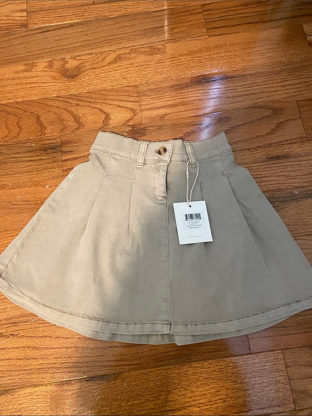 Girls' taupe A-Line Skirt with Pleats